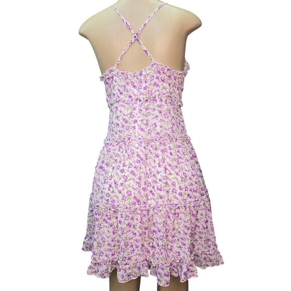 J for Justify Medium Y2K Purple Floral Baby Doll Cottagecore Coquette Boho Fairy - Picture 3 of 15